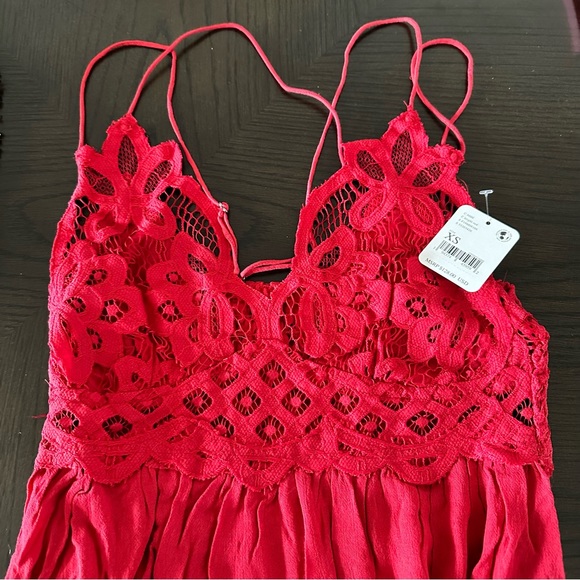 NWT FP Adella maxi slip flare dress in bright red size XS WOMENS - Picture 7 of 7